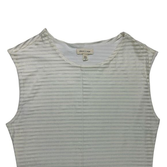 Anthropologie Silence + Noise White Striped Sparkly White Layered Dress Mini Med - Picture 2 of 12